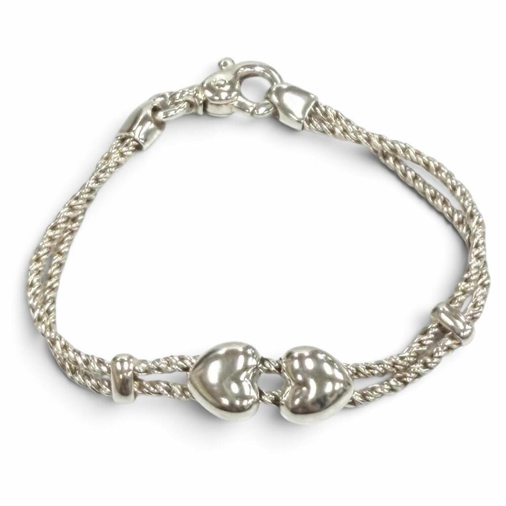 TIFFANY & CO. Vintage Silver Heart Charm Bracelet